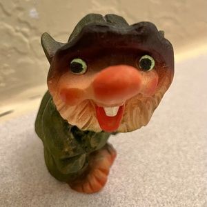 Vintage Henning Troll Hand-Carved wood collectible by Henning of Norway